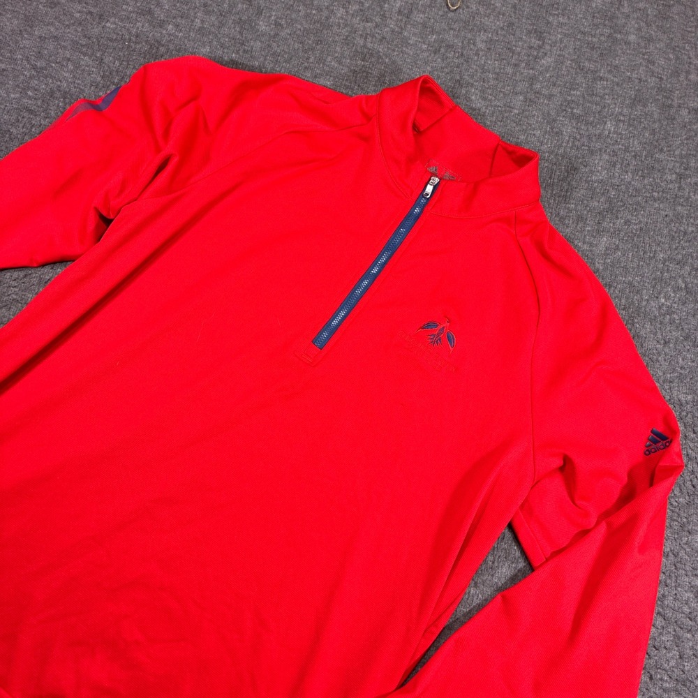 Adidas 1/4 Zip Pullover Mens Large Red Long Sleeve Golf Shirt Preppy Grid Fleece